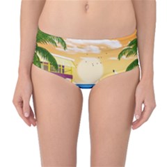 Vector Graphic Clipart Beach House Mid-waist Bikini Bottoms