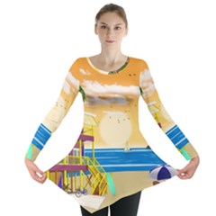 Vector Graphic Clipart Beach House Long Sleeve Tunic 