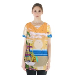 Vector Graphic Clipart Beach House Skirt Hem Sports Top