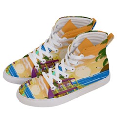 Vector Graphic Clipart Beach House Women s Hi-top Skate Sneakers by Sarkoni