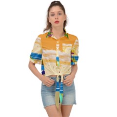 Vector Graphic Clipart Beach House Tie Front Shirt  by Sarkoni