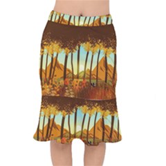 Mountains Fall Flowers Short Mermaid Skirt by Sarkoni