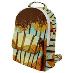 Mountains Fall Flowers Flap Pocket Backpack (small)