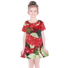 Poinsettia Christmas Star Plant Kids  Simple Cotton Dress by Sarkoni