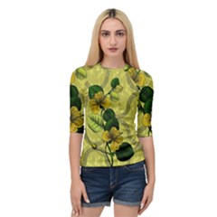 Flower Blossom Quarter Sleeve Raglan T-Shirt