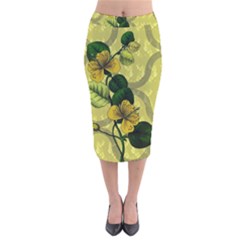 Flower Blossom Velvet Midi Pencil Skirt