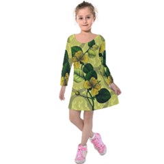 Flower Blossom Kids  Long Sleeve Velvet Dress