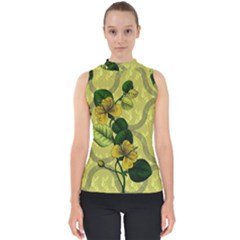 Flower Blossom Mock Neck Shell Top