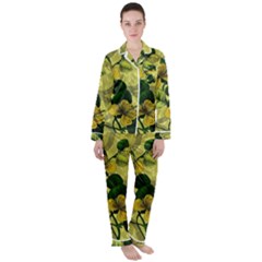 Flower Blossom Women s Long Sleeve Satin Pajamas Set	