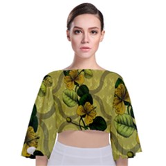 Flower Blossom Tie Back Butterfly Sleeve Chiffon Top