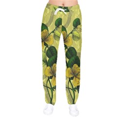 Flower Blossom Women Velvet Drawstring Pants