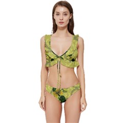 Flower Blossom Low Cut Ruffle Edge Bikini Set