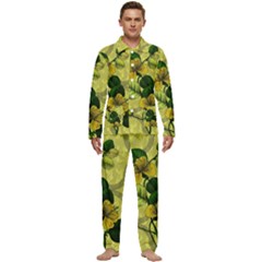 Flower Blossom Men s Long Sleeve Velvet Pocket Pajamas Set