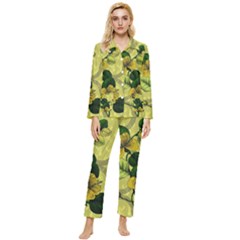 Flower Blossom Womens  Long Sleeve Velvet Pocket Pajamas Set