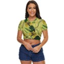 Flower Blossom Side Button Cropped T-Shirt View1