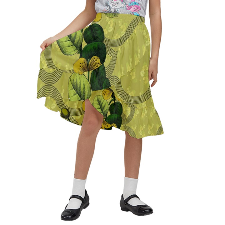 Flower Blossom Kids  Ruffle Flared Wrap Midi Skirt