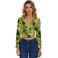 Flower Blossom Long Sleeve V-Neck Top