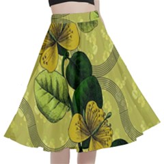 Flower Blossom A-Line Full Circle Midi Skirt With Pocket