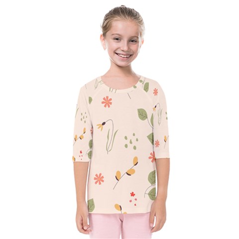 Spring Art Floral Pattern Design Kids  Quarter Sleeve Raglan T-shirt by Sarkoni