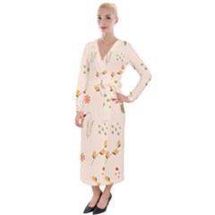 Spring Art Floral Pattern Design Velvet Maxi Wrap Dress by Sarkoni