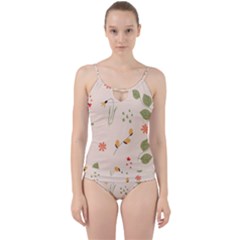 Spring Art Floral Pattern Design Cut Out Top Tankini Set by Sarkoni