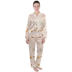 Spring Art Floral Pattern Design Women s Long Sleeve Satin Pajamas Set	 by Sarkoni