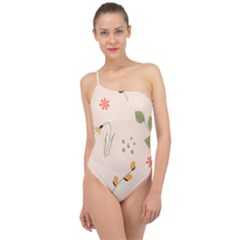 Spring Art Floral Pattern Design Classic One Shoulder Swimsuit by Sarkoni