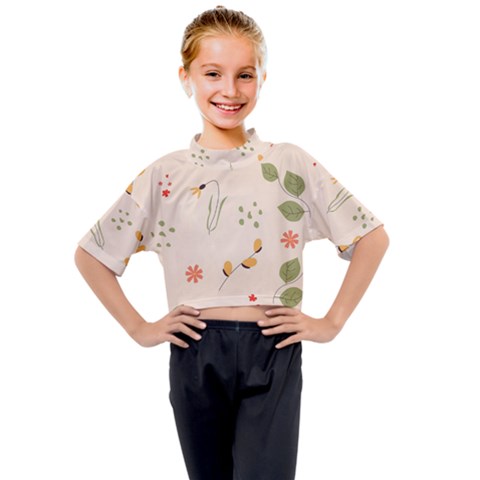 Spring Art Floral Pattern Design Kids Mock Neck T-shirt by Sarkoni
