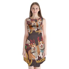 Christmas Santa Claus Dog Sled Sleeveless Chiffon Dress  