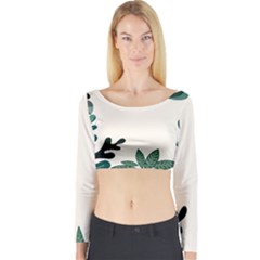 Leaves Plants Foliage Border Long Sleeve Crop Top by Sarkoni