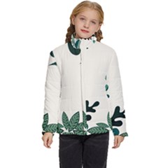 Leaves Plants Foliage Border Kids  Puffer Bubble Jacket Coat by Sarkoni