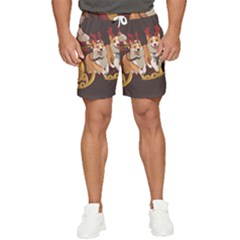 Christmas Santa Claus Dog Sled Men s Runner Shorts by Sarkoni