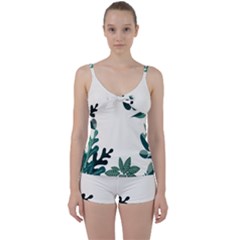 Leaves Plants Foliage Border Tie Front Two Piece Tankini by Sarkoni