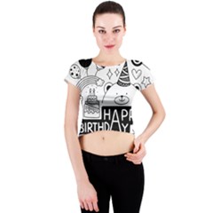 Happy Birthday Celebration Party Crew Neck Crop Top