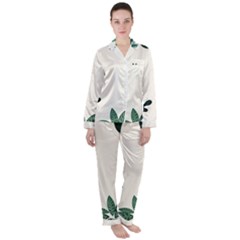 Leaves Plants Foliage Border Women s Long Sleeve Satin Pajamas Set	 by Sarkoni