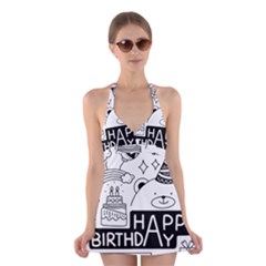 Happy Birthday Celebration Party Halter Dress Swimsuit 