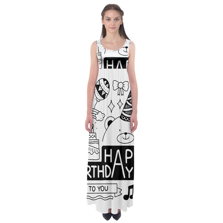 Happy Birthday Celebration Party Empire Waist Maxi Dress