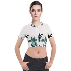 Leaves Plants Foliage Border Short Sleeve Cropped Jacket