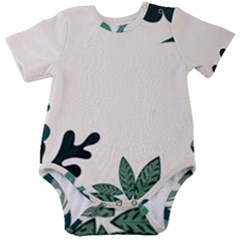 Leaves Plants Foliage Border Baby Short Sleeve Bodysuit by Sarkoni