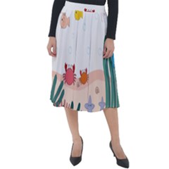 Cartoon Marine Life Marine Drawing Classic Velour Midi Skirt 