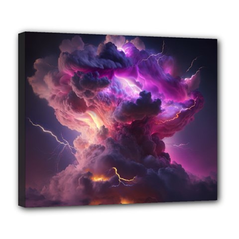 Cloud Heaven Storm Chaos Purple Deluxe Canvas 24  X 20  (stretched)