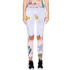 Cartoon Marine Life Marine Drawing Pocket Leggings 