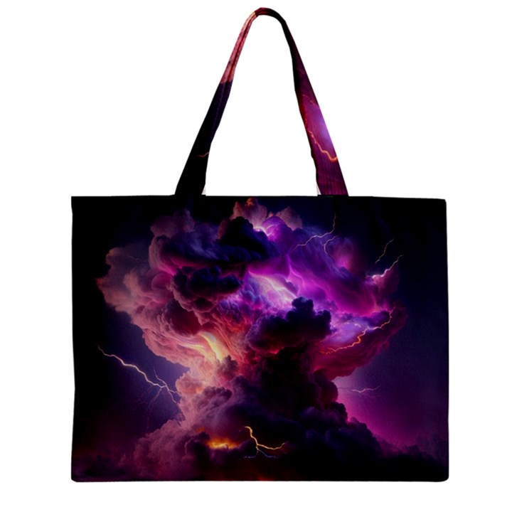 Cloud Heaven Storm Chaos Purple Zipper Mini Tote Bag