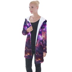 Cloud Heaven Storm Chaos Purple Longline Hooded Cardigan by Sarkoni