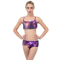 Cloud Heaven Storm Chaos Purple Layered Top Bikini Set by Sarkoni