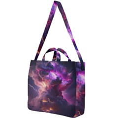 Cloud Heaven Storm Chaos Purple Square Shoulder Tote Bag