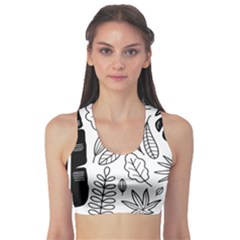 Leaves Plants Doodle Drawing Fitness Sports Bra