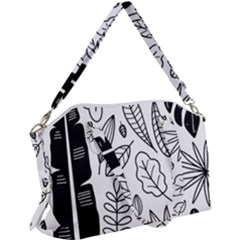 Leaves Plants Doodle Drawing Canvas Crossbody Bag by Sarkoni