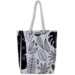 Leaves Plants Doodle Drawing Full Print Rope Handle Tote (small) by Sarkoni
