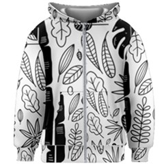 Leaves Plants Doodle Drawing Kids  Zipper Hoodie Without Drawstring by Sarkoni